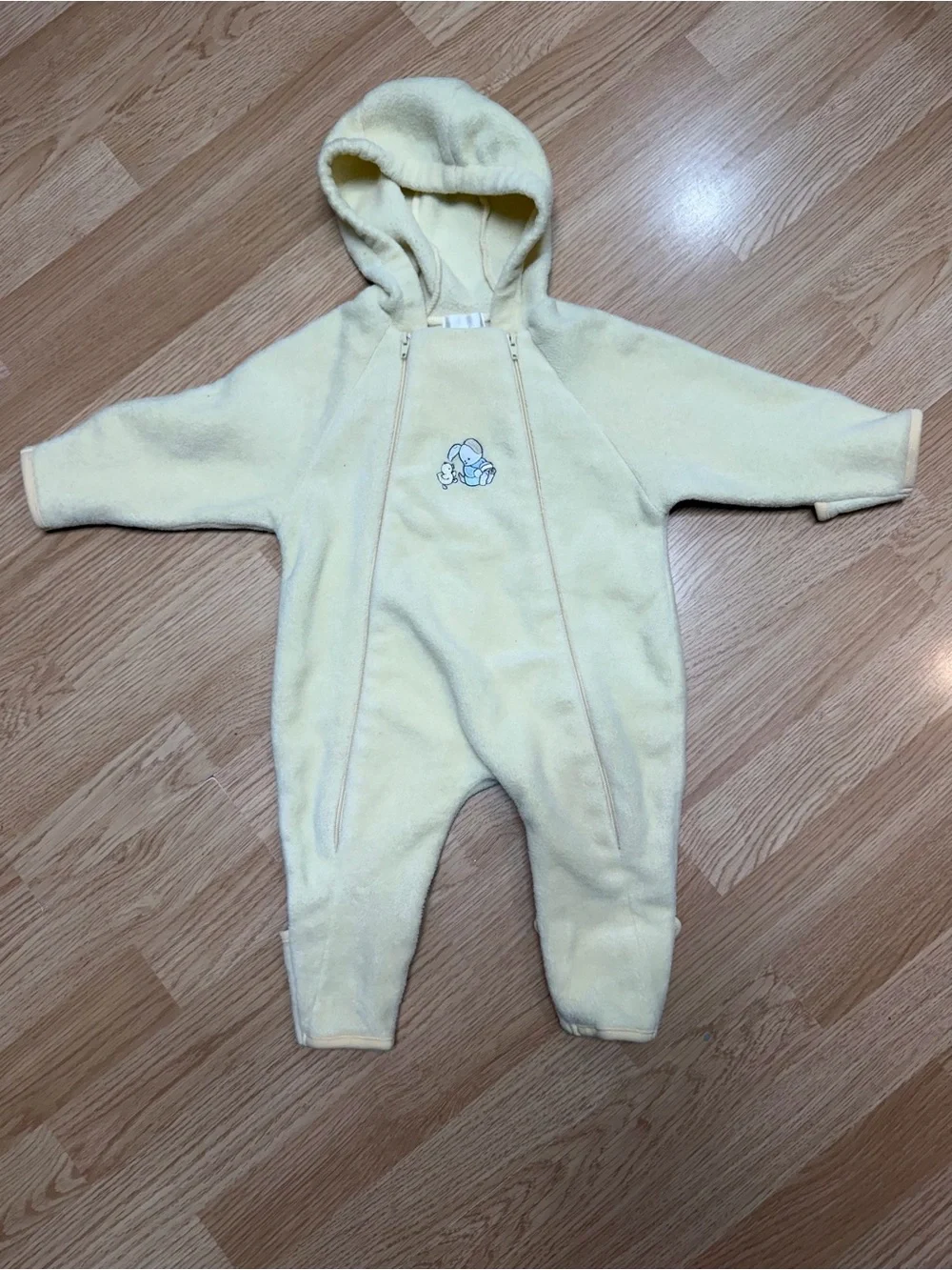 Vintage The Children’s Place Baby 6-9M Yellow Fleece Hooded Bunting One Piece